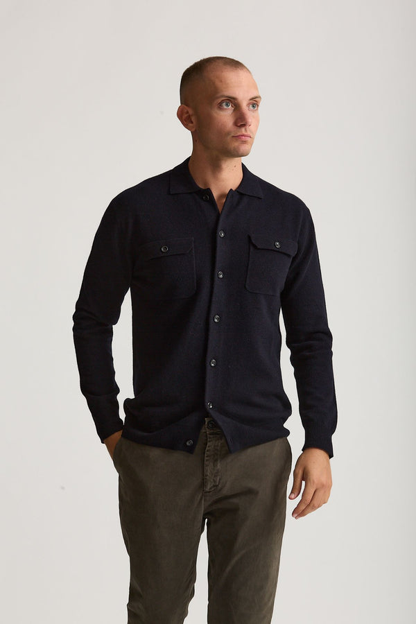 Maglia in lana supergeelong blu uomo Hosio
