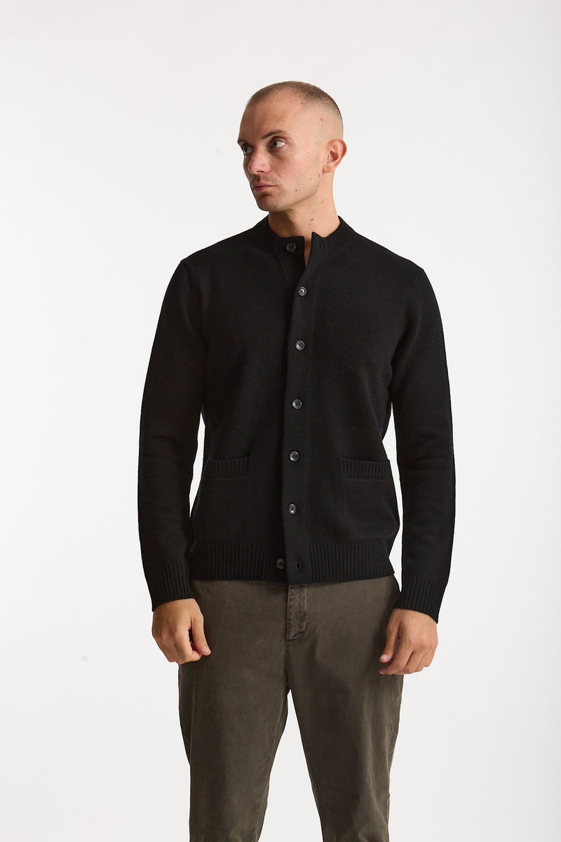 Cardigan in lana supergeelong nero uomo Hosio - 2