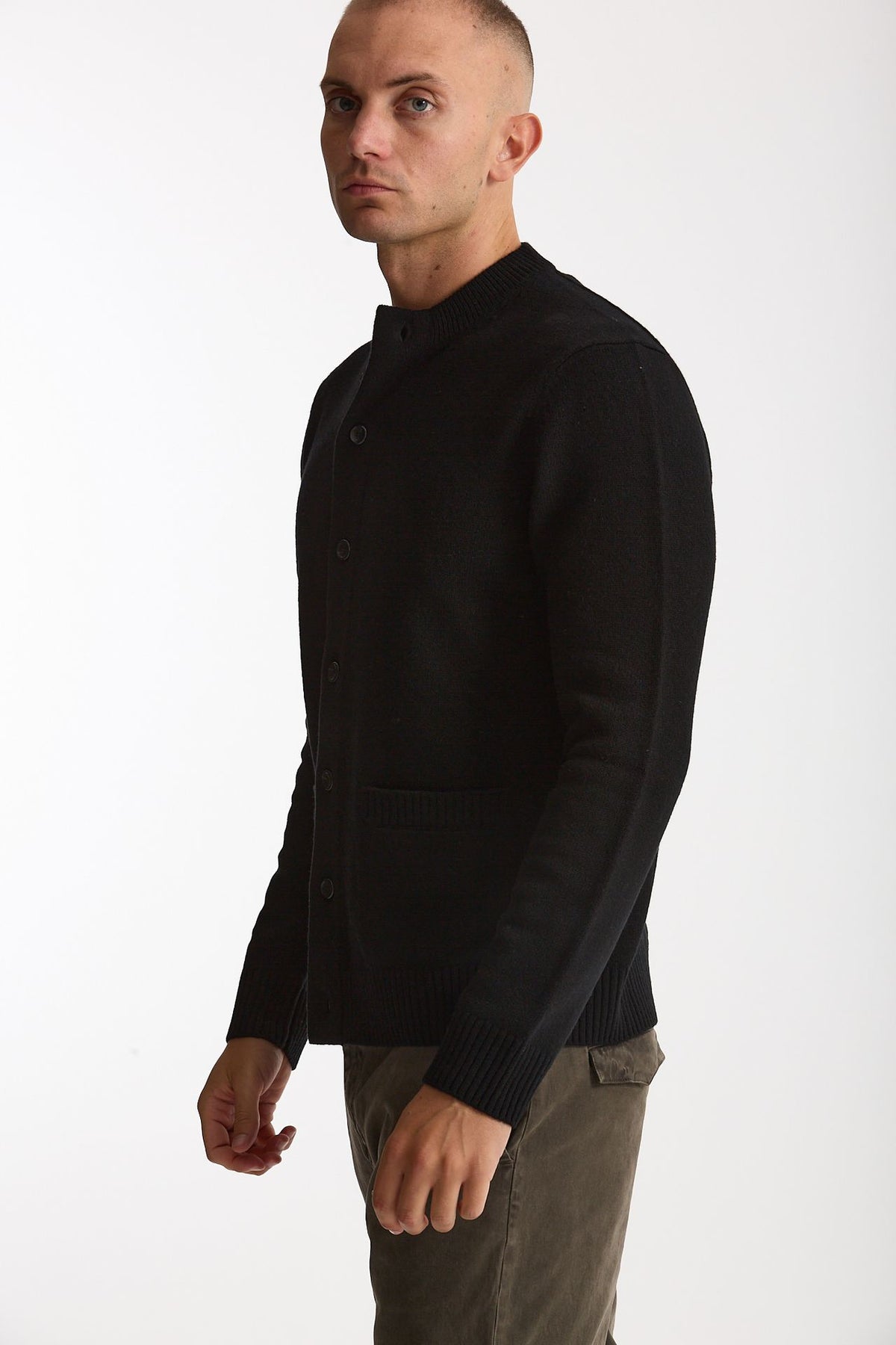 Cardigan in lana supergeelong nero uomo Hosio - 3