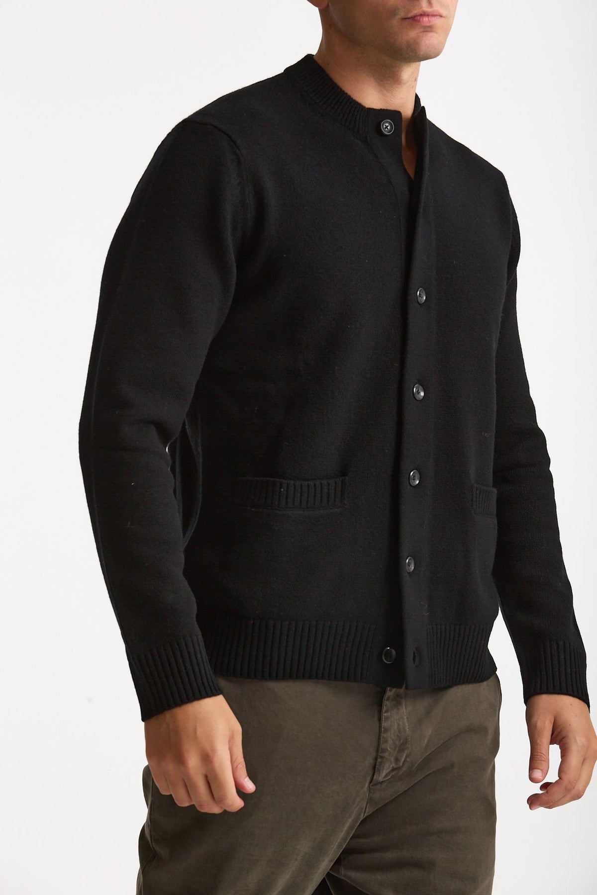 Cardigan in lana supergeelong nero uomo Hosio - 1