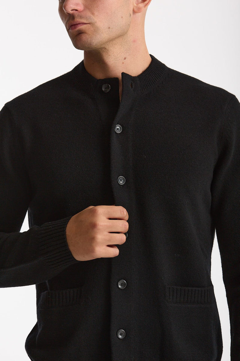 Cardigan in lana supergeelong nero uomo Hosio - 5