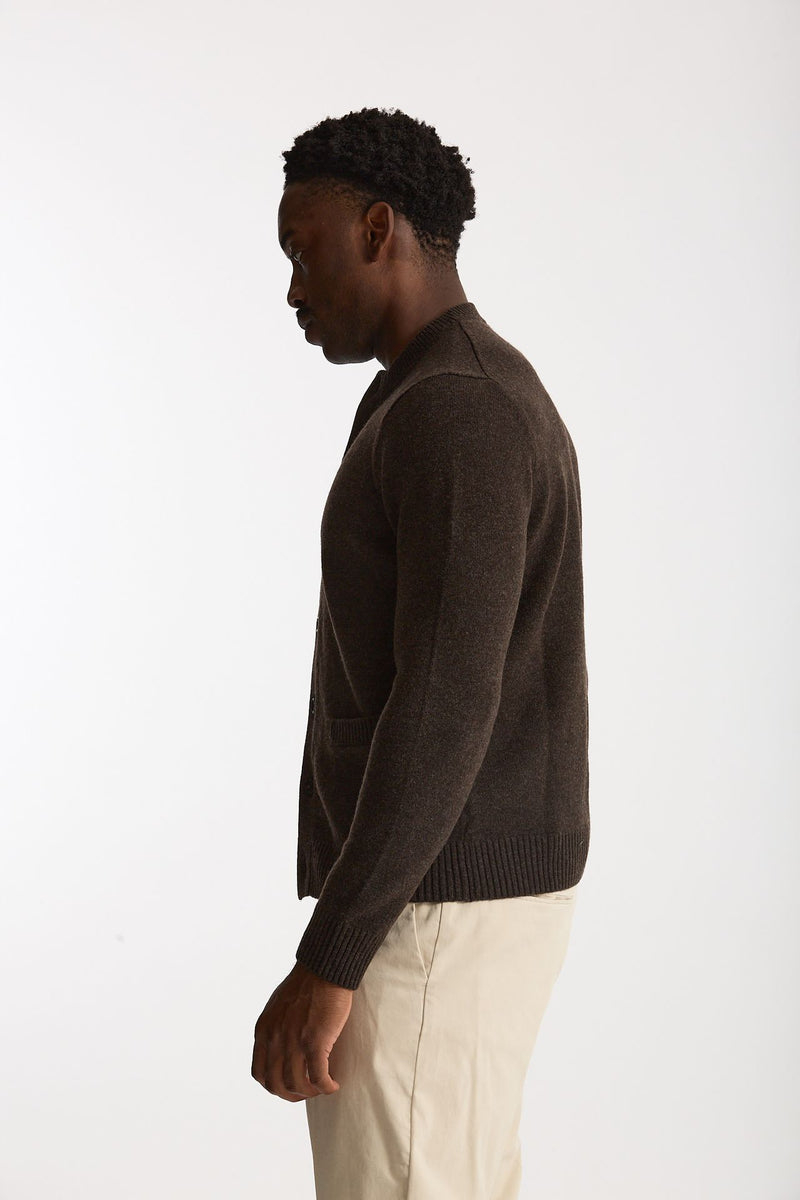 Cardigan in lana supergeelong marrone uomo Hosio - 1