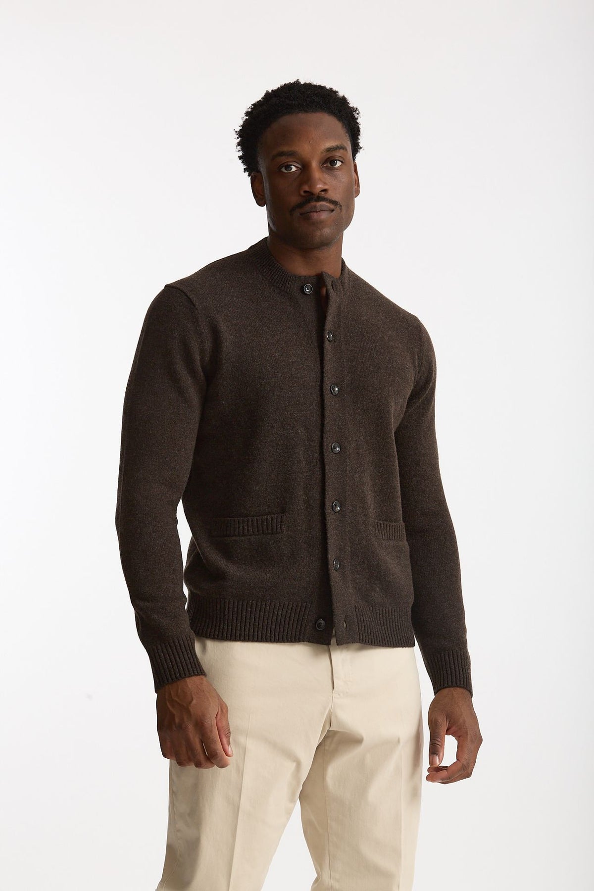 Cardigan in lana supergeelong marrone uomo Hosio - 4
