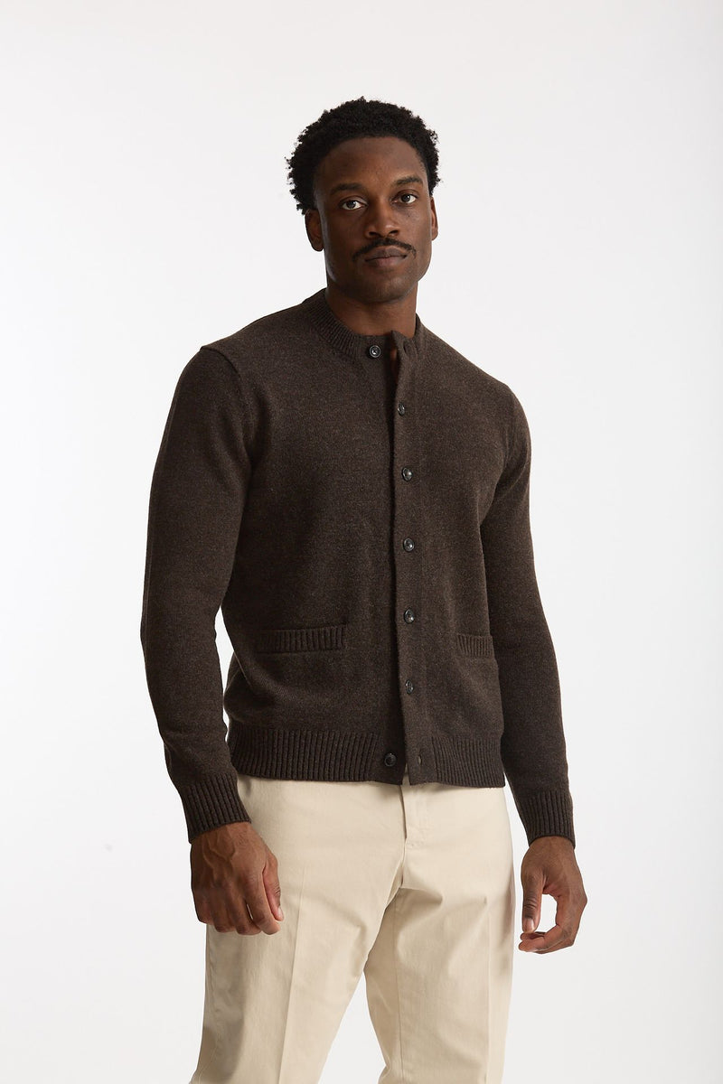 Cardigan in lana supergeelong marrone uomo Hosio - 4