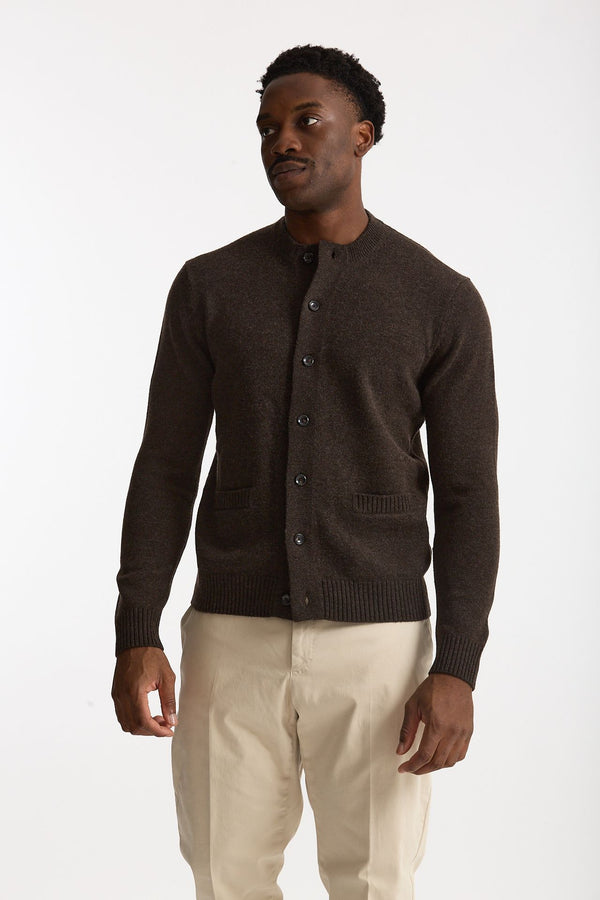 Cardigan in lana supergeelong marrone uomo Hosio