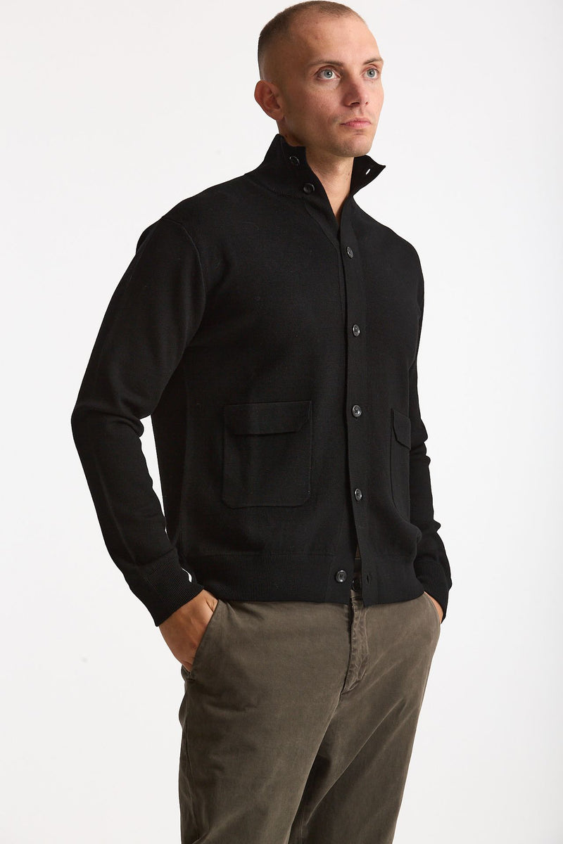 Cardigan in lana nero uomo Hosio - 4