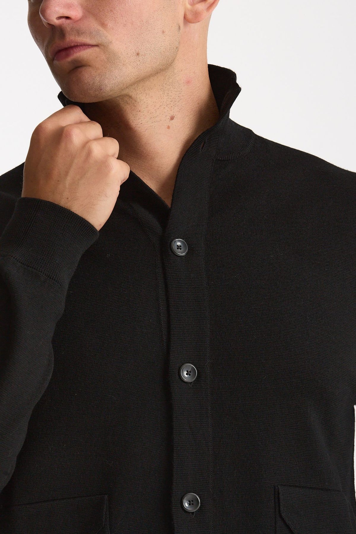 Cardigan in lana nero uomo Hosio - 5