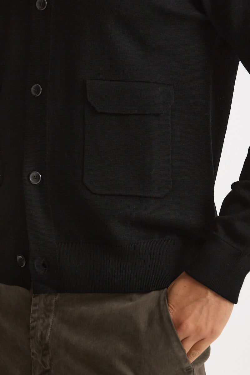Cardigan in lana nero uomo Hosio - 6