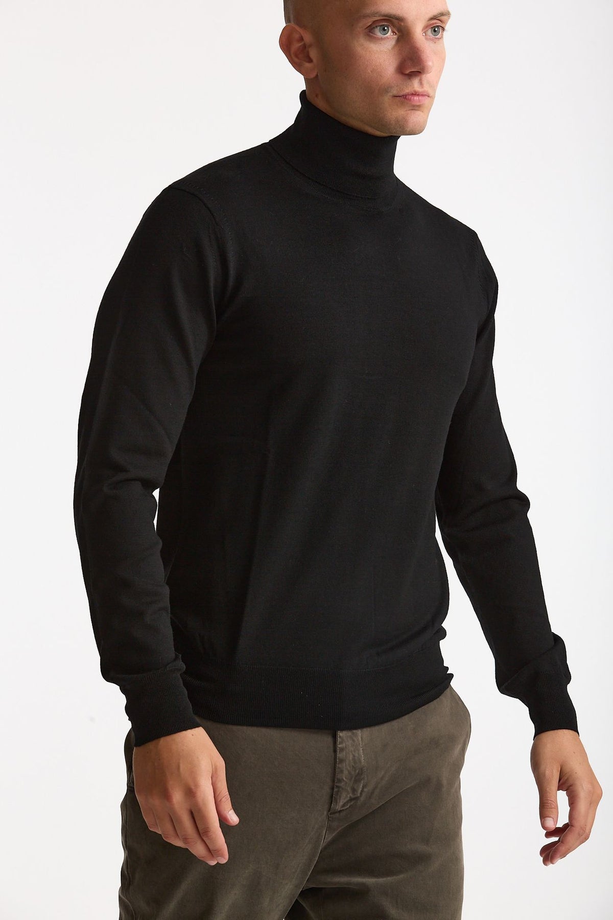 Dolcevita in lana rasata nero uomo Hosio - 4