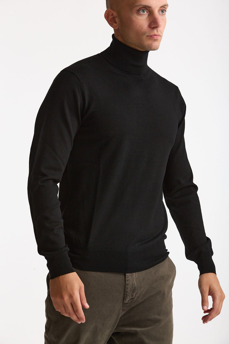 Dolcevita in lana rasata nero uomo Hosio - 4
