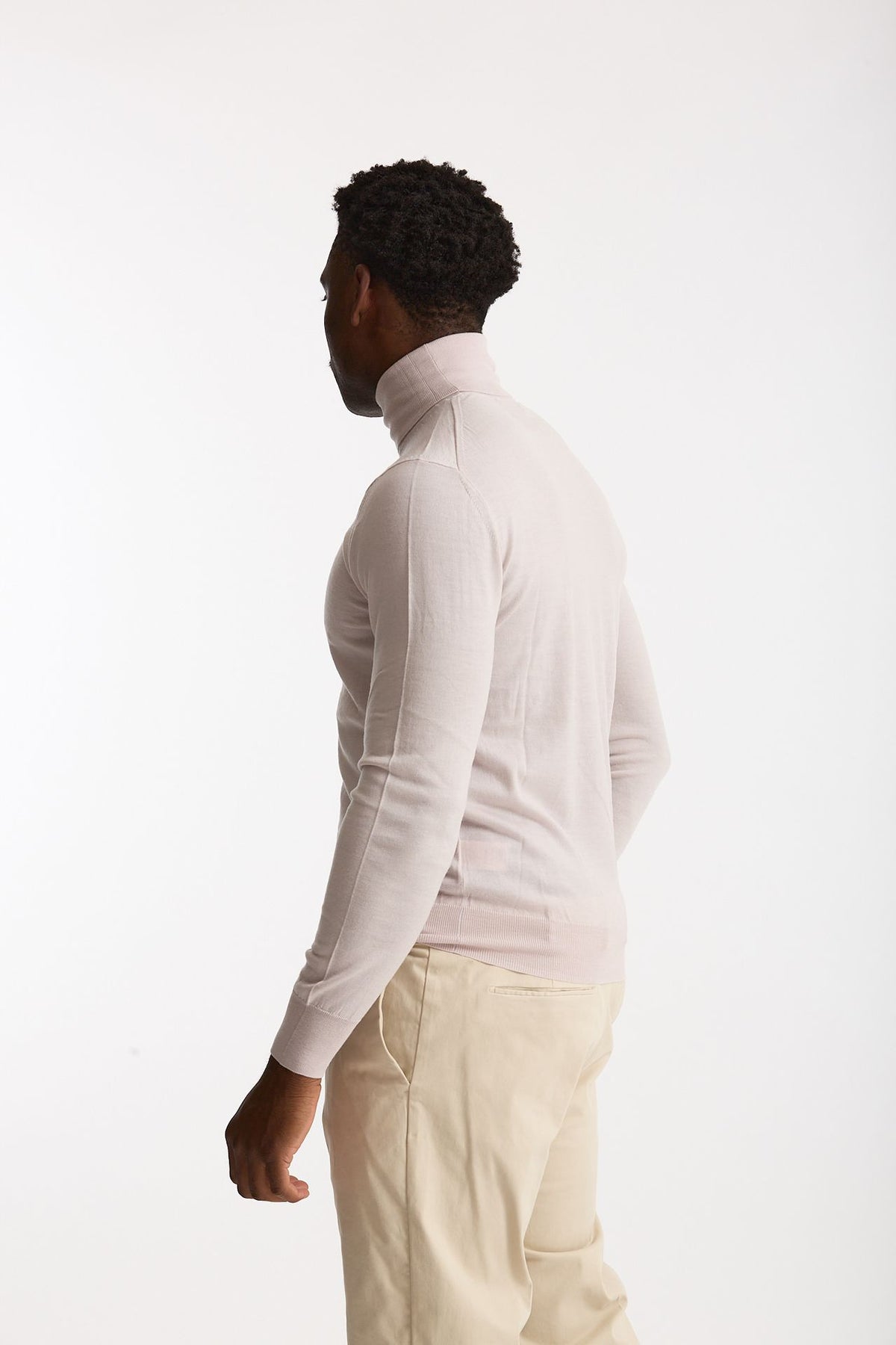 Dolcevita in lana rasata rosa chiaro uomo Hosio - 3