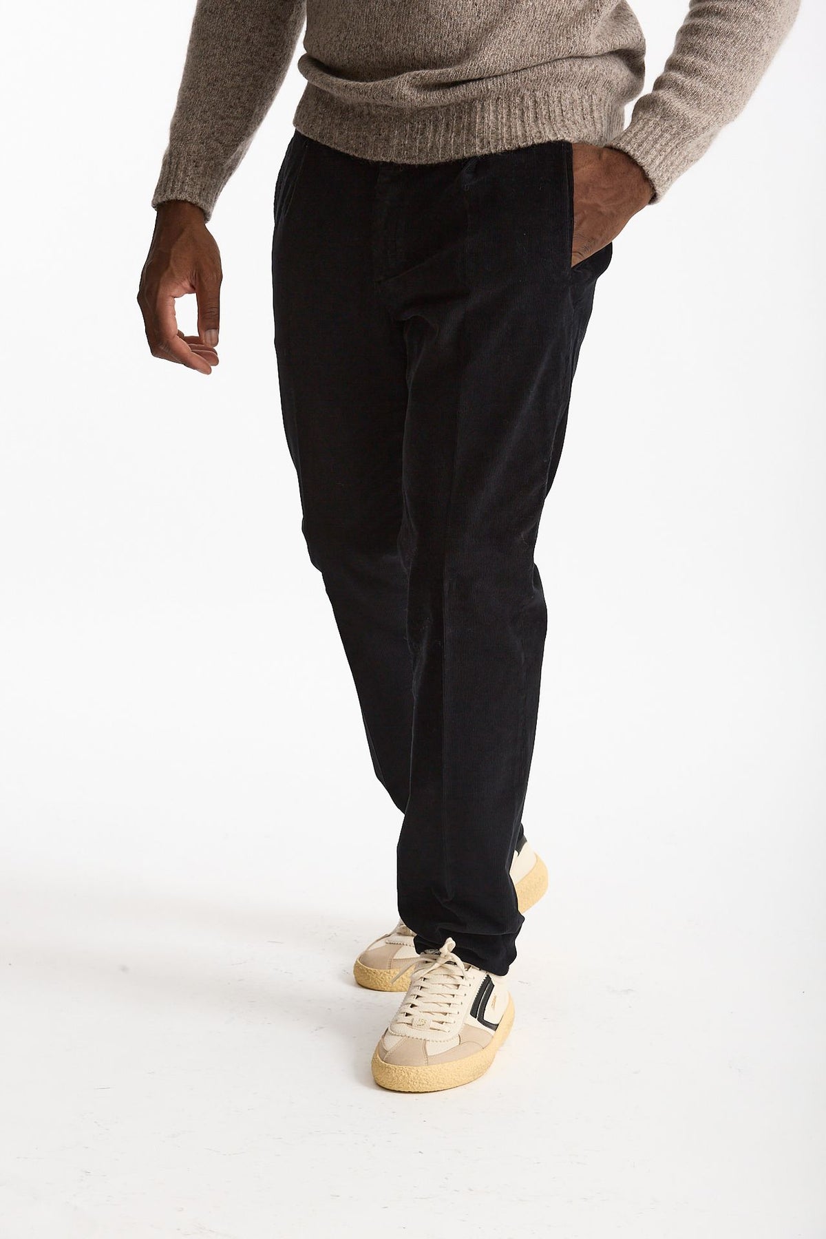 Pantalone in velluto di cotone stretch blu uomo Incotex - 2