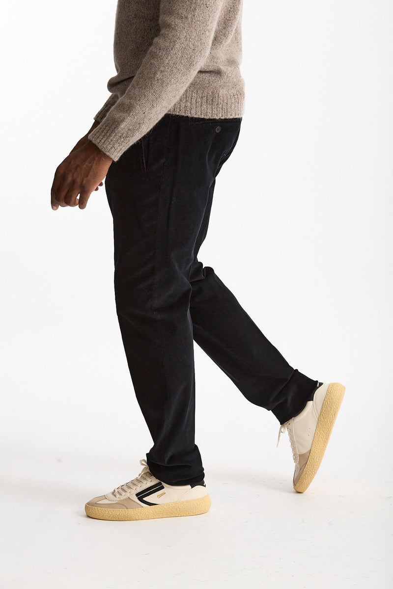 Pantalone in velluto di cotone stretch blu uomo Incotex - 3