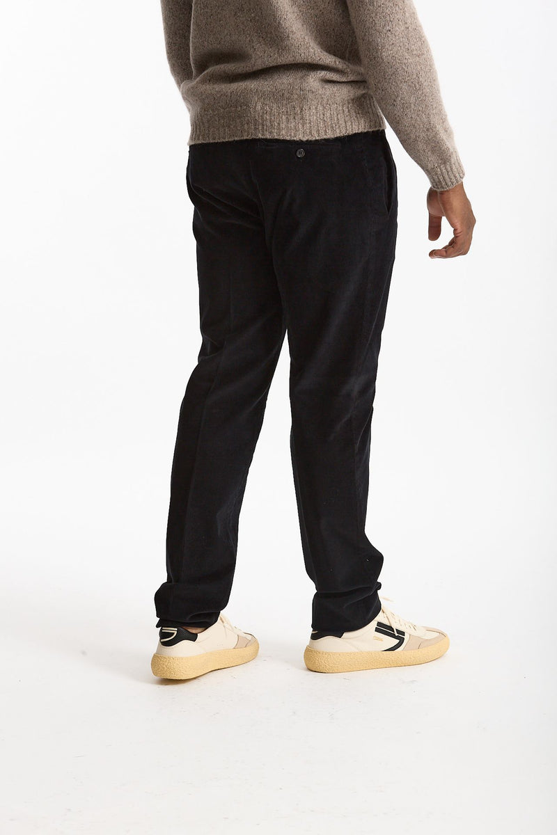 Pantalone in velluto di cotone stretch blu uomo Incotex - 4