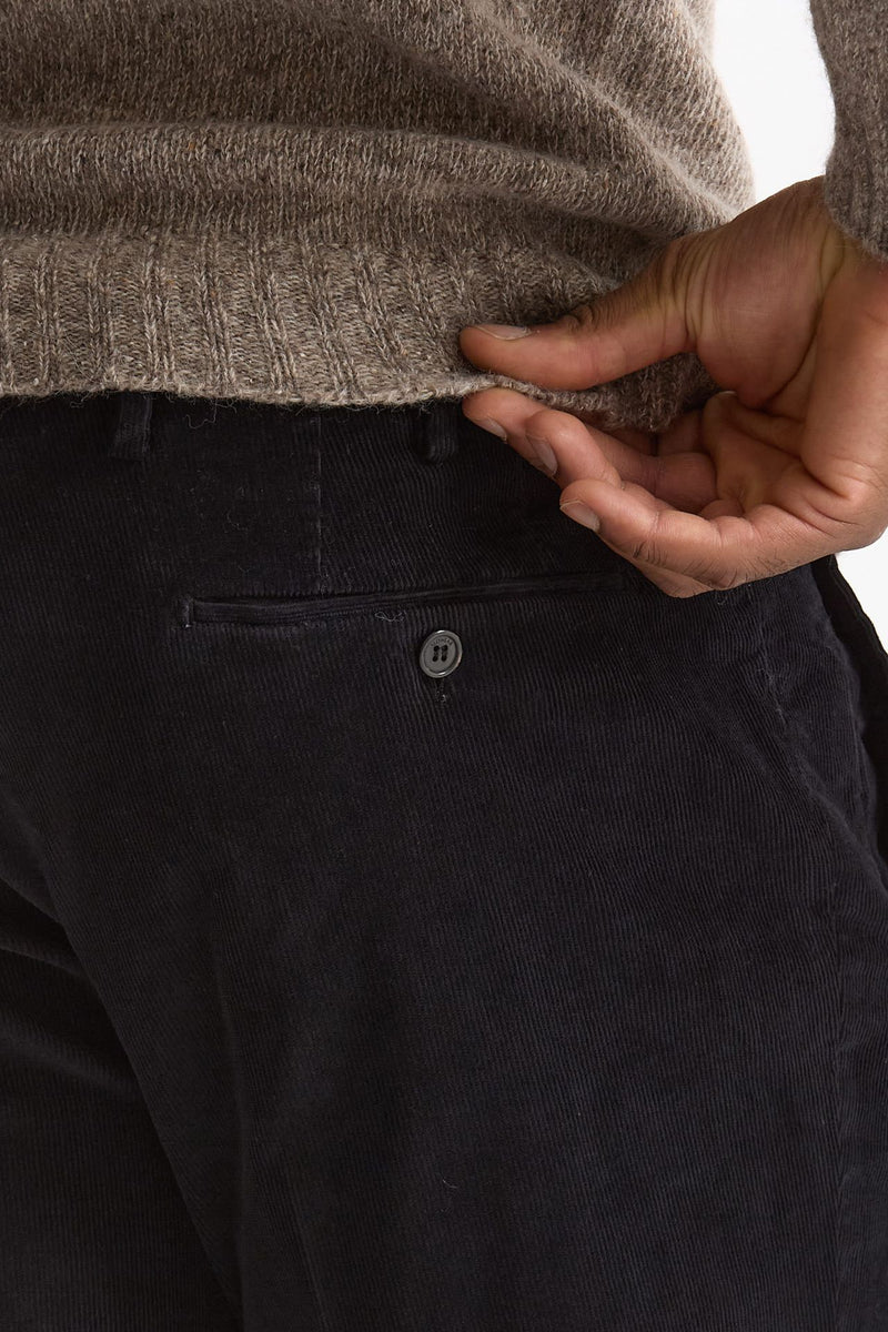 Pantalone in velluto di cotone stretch blu uomo Incotex - 7