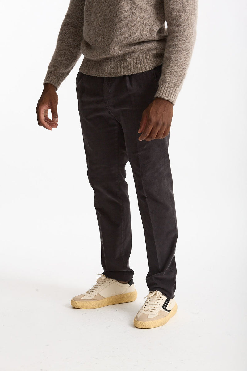 Pantalone in velluto di cotone stretch grigio uomo Incotex - 1