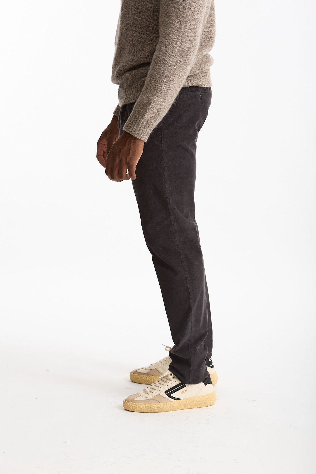 Pantalone in velluto di cotone stretch grigio uomo Incotex - 2