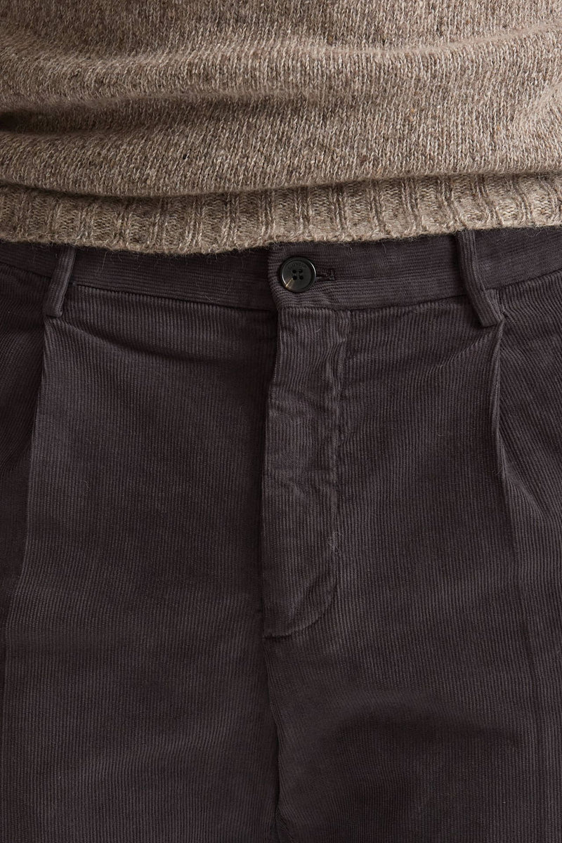 Pantalone in velluto di cotone stretch grigio uomo Incotex - 5
