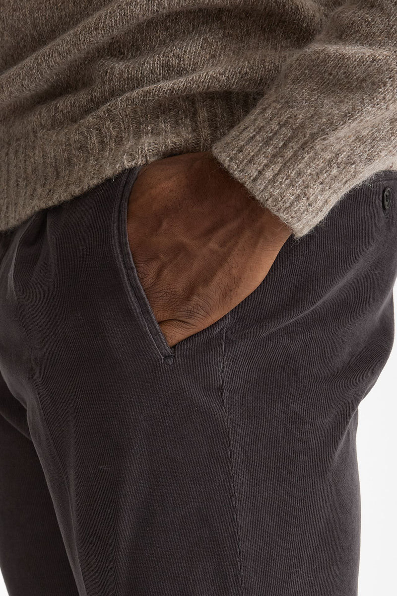 Pantalone in velluto di cotone stretch grigio uomo Incotex - 6