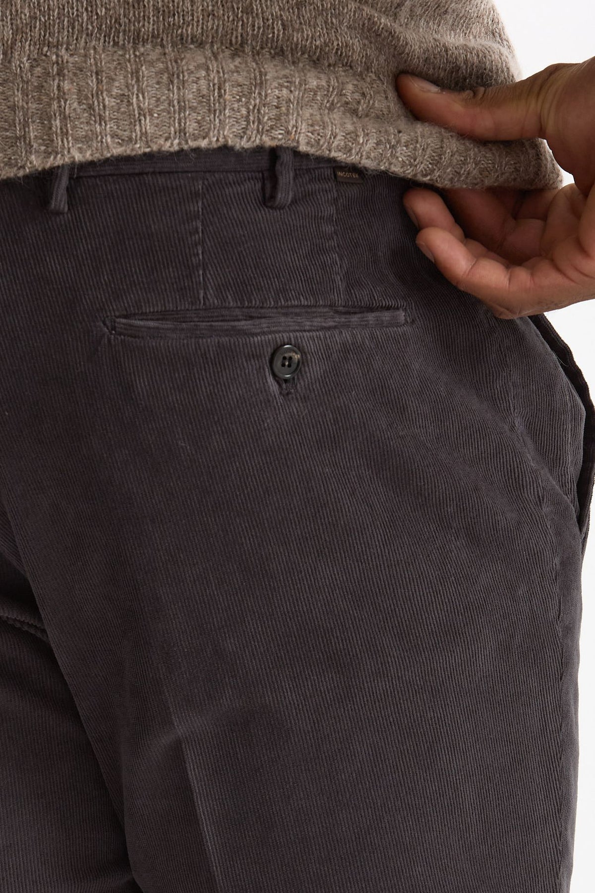 Pantalone in velluto di cotone stretch grigio uomo Incotex - 7