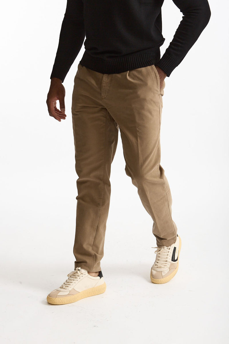 Pantalone cotone stretch microlavorato cammello uomo Incotex - 2