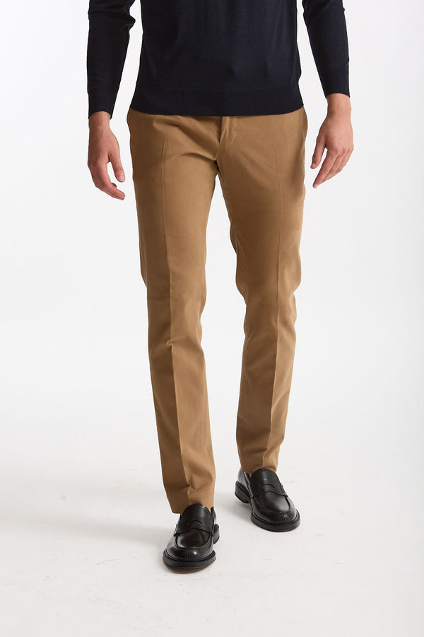 Pantalone cotone stretch cammello uomo Incotex