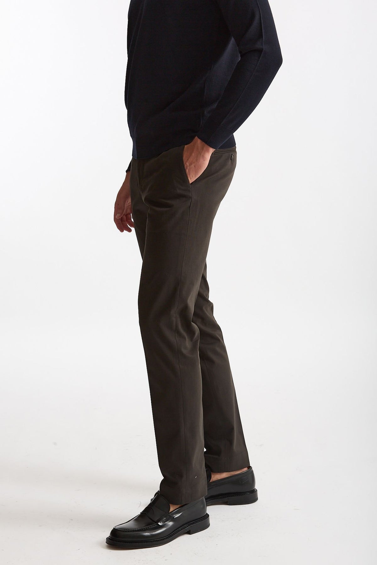 Pantalone cotone stretch marrone uomo Incotex - 2