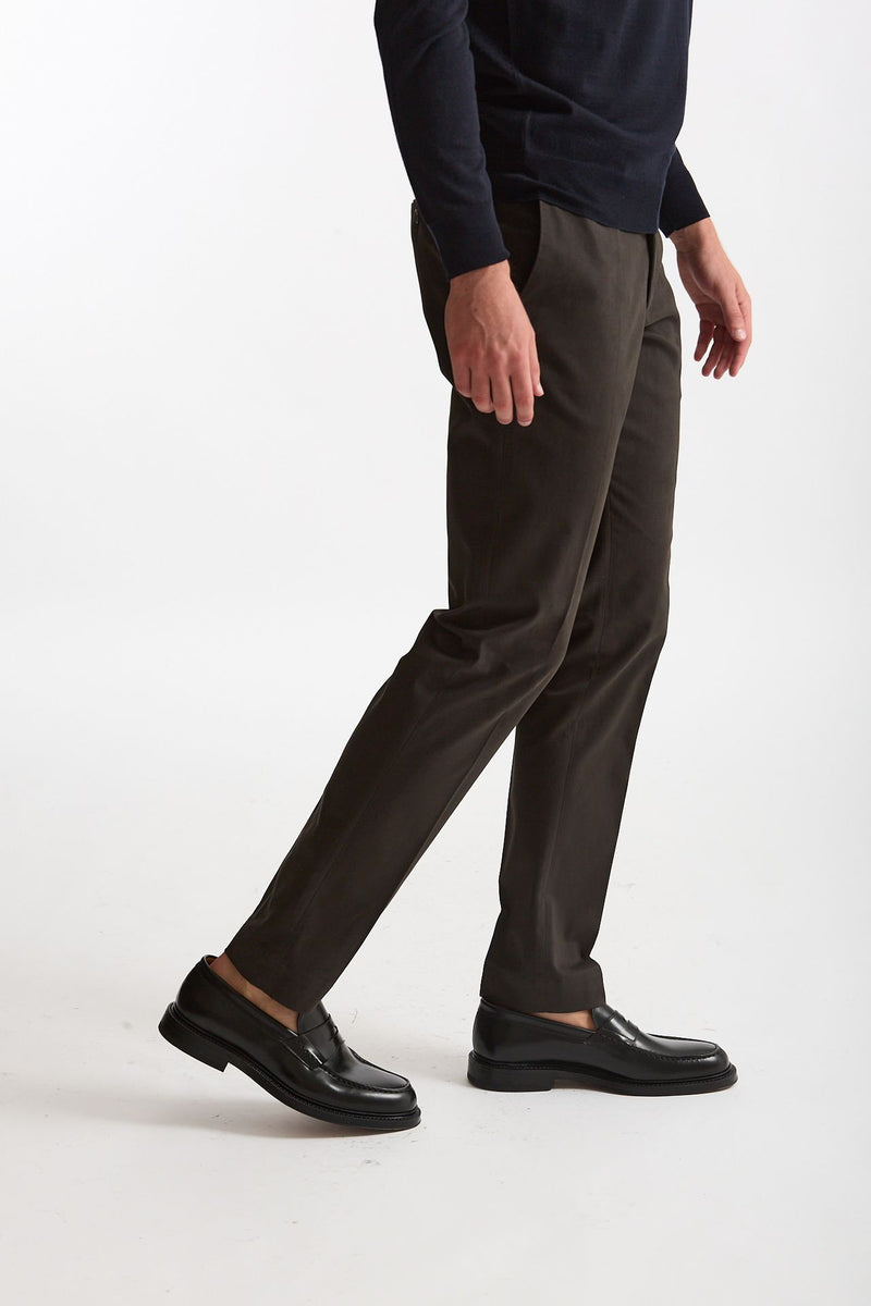 Pantalone cotone stretch marrone uomo Incotex - 4