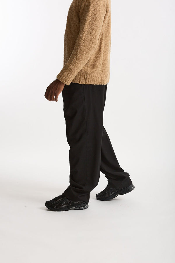 Pantalone in lana stretch nero uomo Laneus