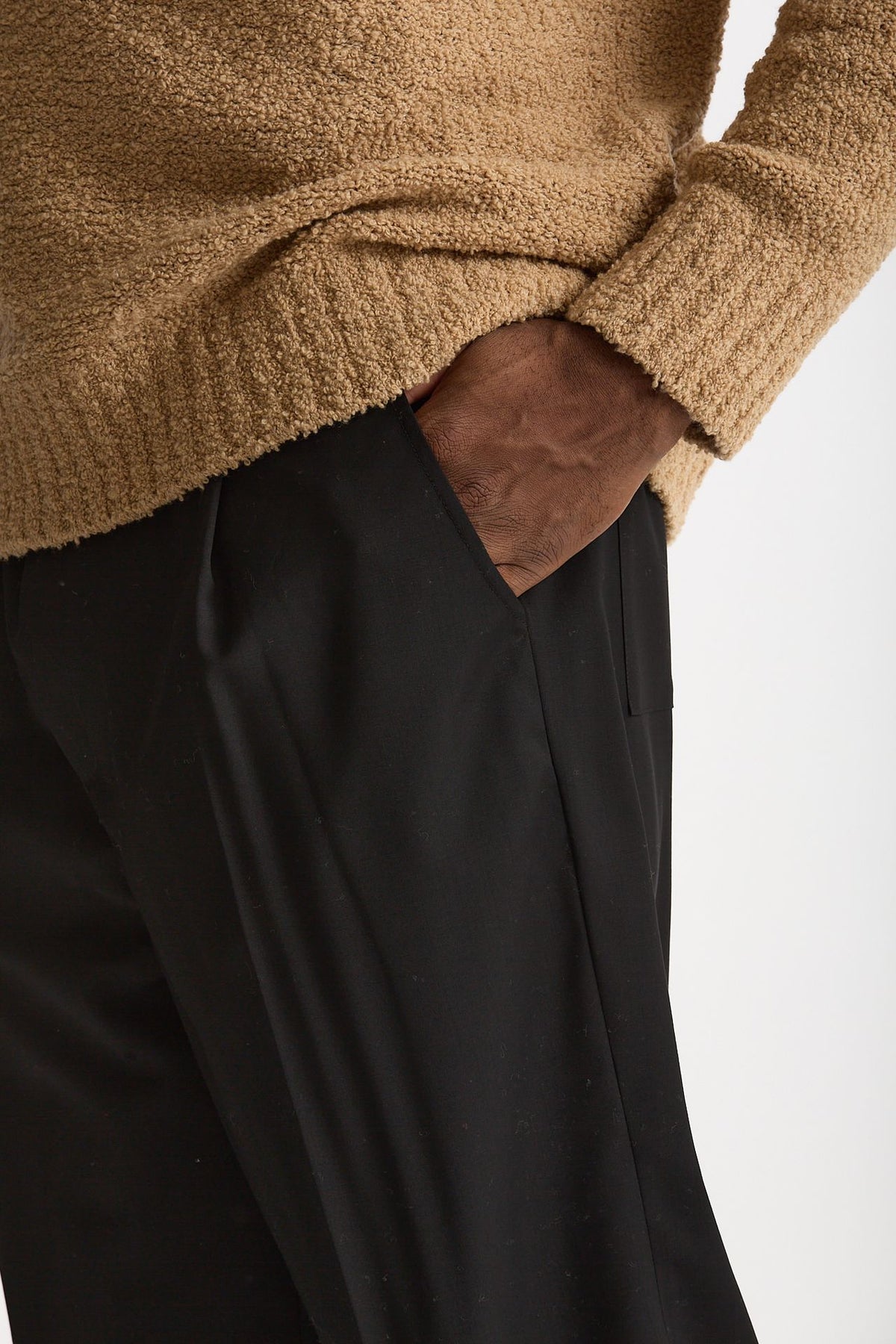 Pantalone in lana stretch nero uomo Laneus - 6