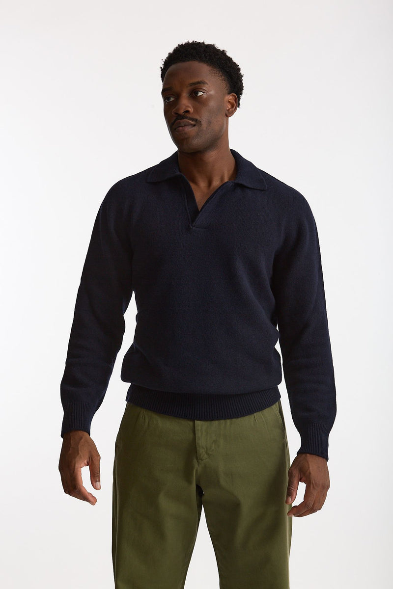 Polo lana e cashmere blu uomo Laneus - 1