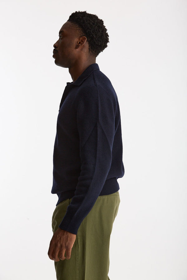 Polo lana e cashmere blu uomo Laneus