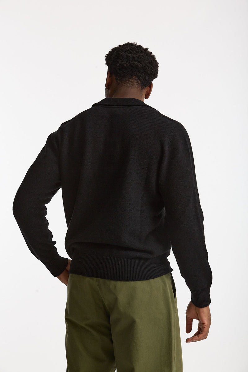 Polo lana e cashmere nero uomo Laneus - 3