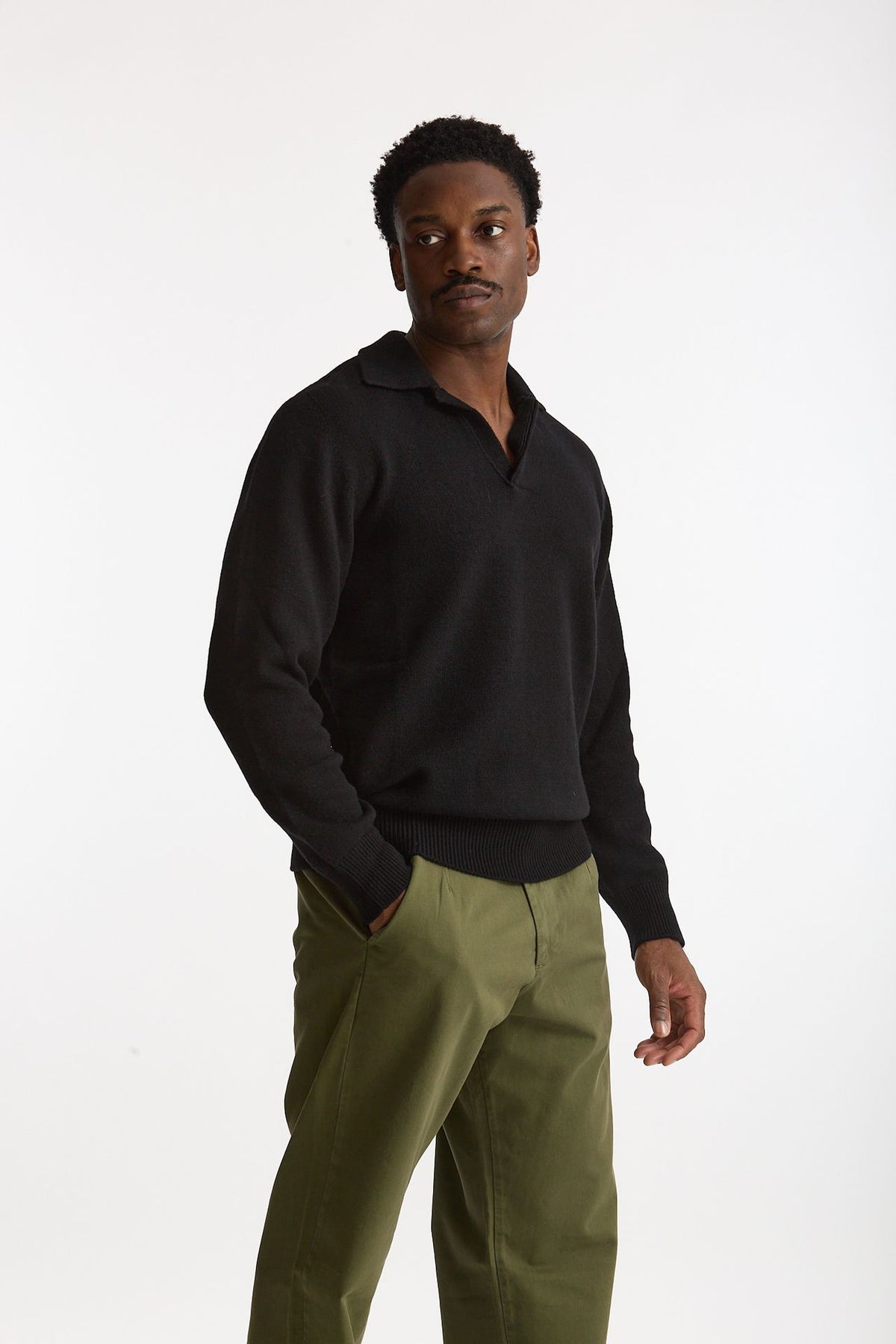 Polo lana e cashmere nero uomo Laneus - 4