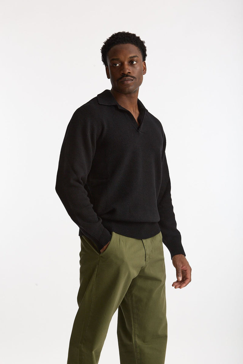 Polo lana e cashmere nero uomo Laneus - 4