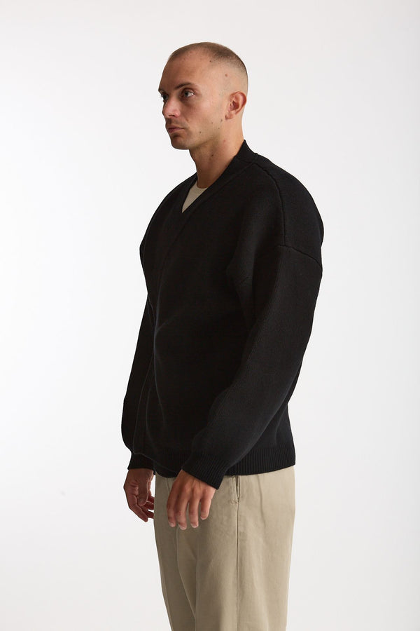 Cardigan in lana nero uomo Laneus