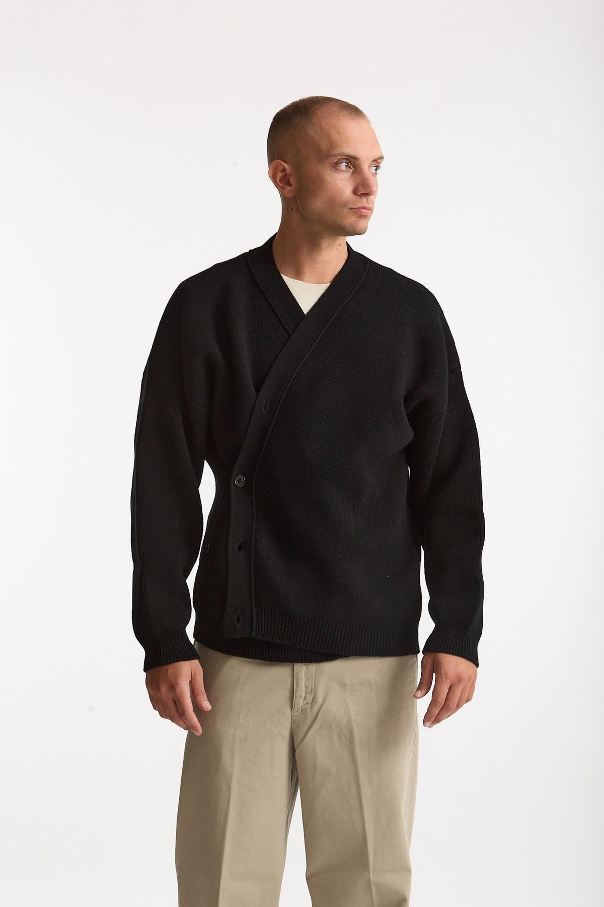 Cardigan in lana nero uomo Laneus - 1