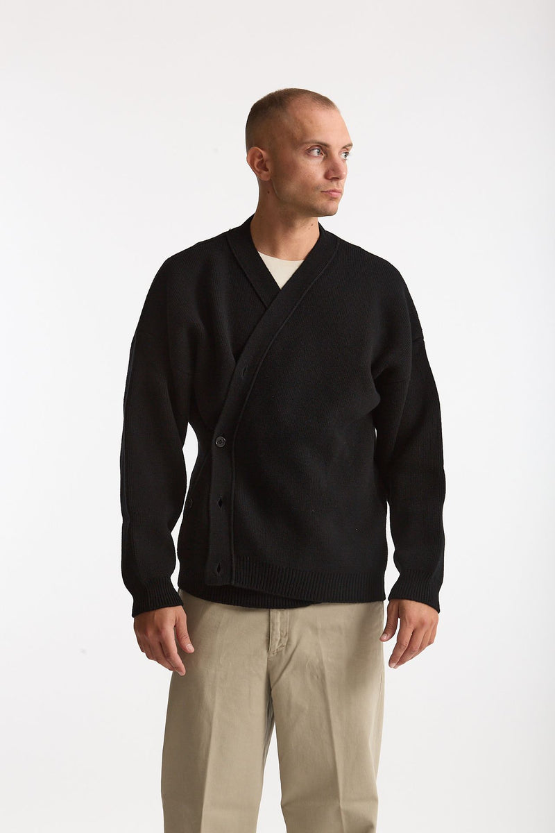 Cardigan in lana nero uomo Laneus - 1