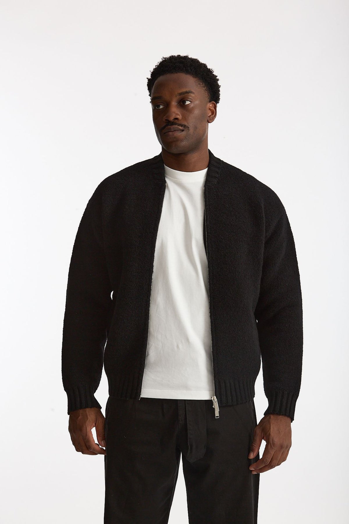 Bomber Lana e cashmere nero uomo Laneus - 1