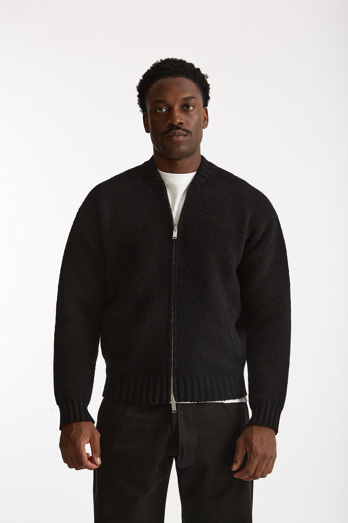 Bomber Lana e cashmere nero uomo Laneus - 5