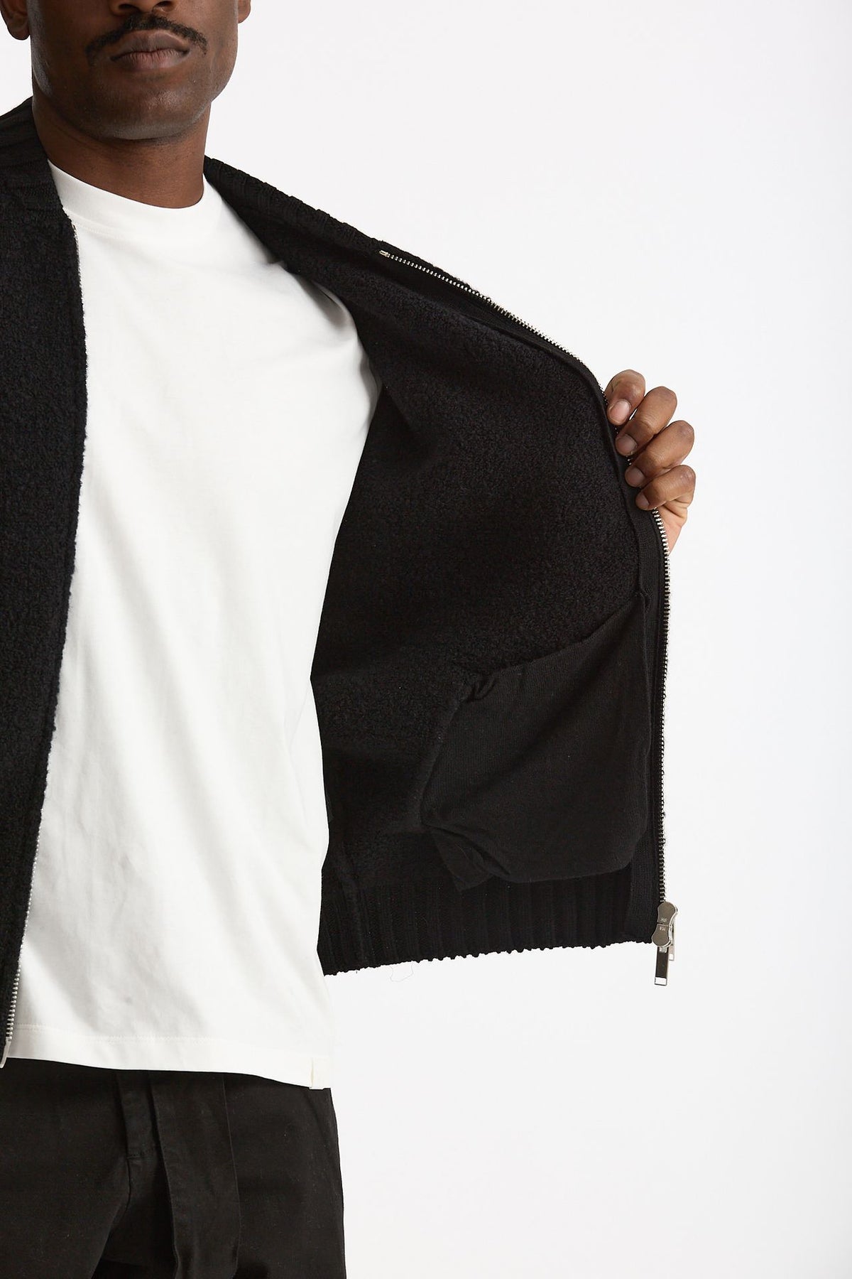 Bomber Lana e cashmere nero uomo Laneus - 7