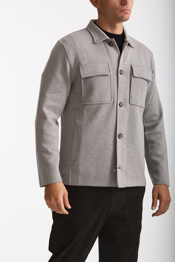 Overshirt in lana grigio chiaro uomo Lardini