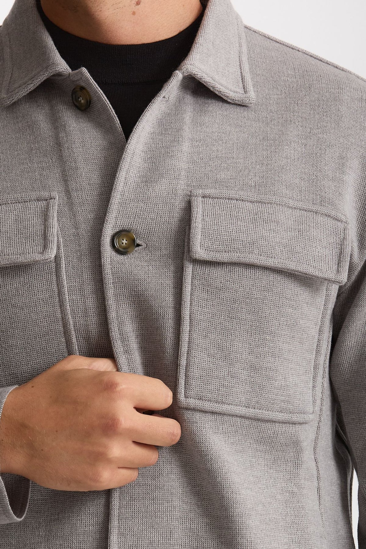 Overshirt in lana grigio chiaro uomo Lardini - 5