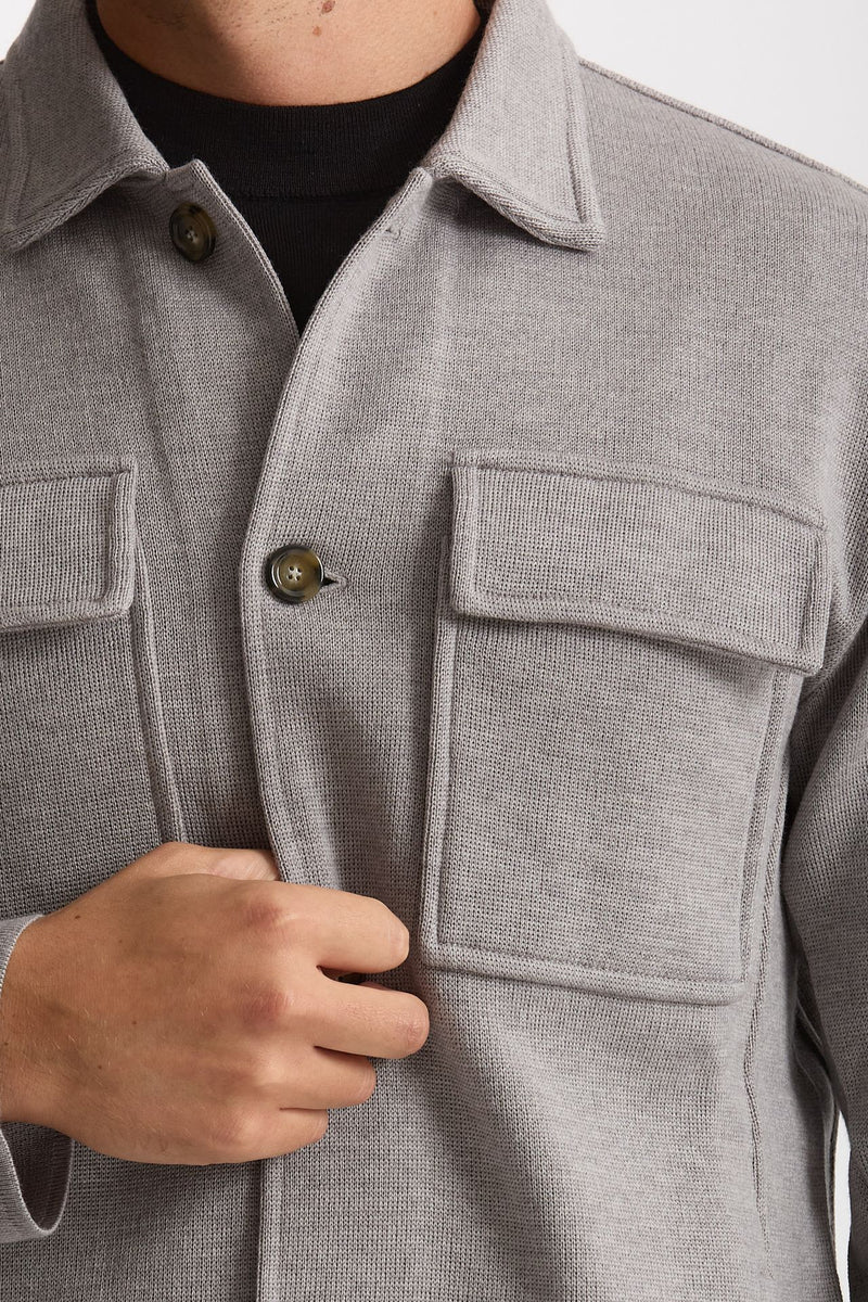 Overshirt in lana grigio chiaro uomo Lardini - 5