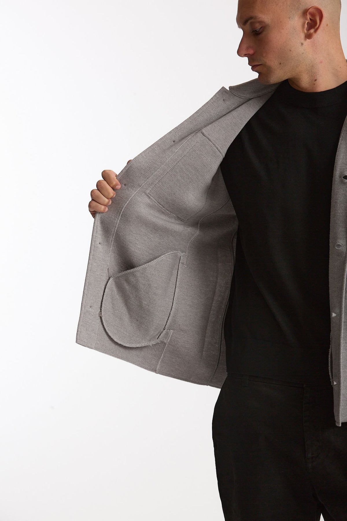 Overshirt in lana grigio chiaro uomo Lardini - 6