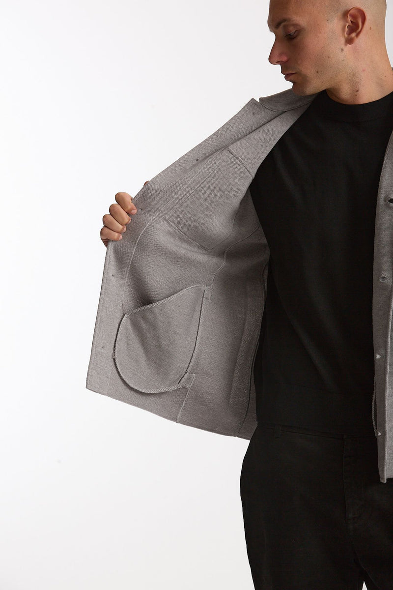 Overshirt in lana grigio chiaro uomo Lardini - 6