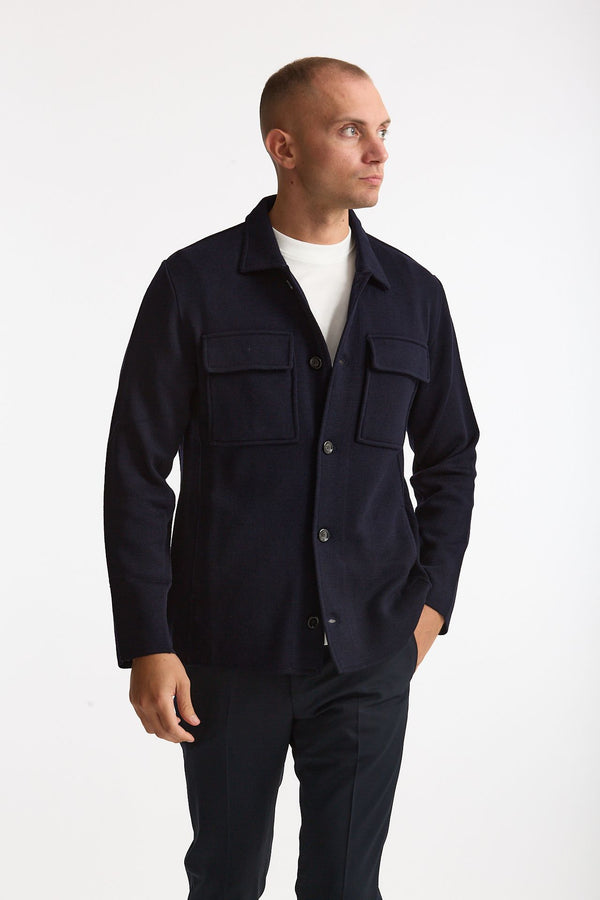 Overshirt in lana blu uomo Lardini