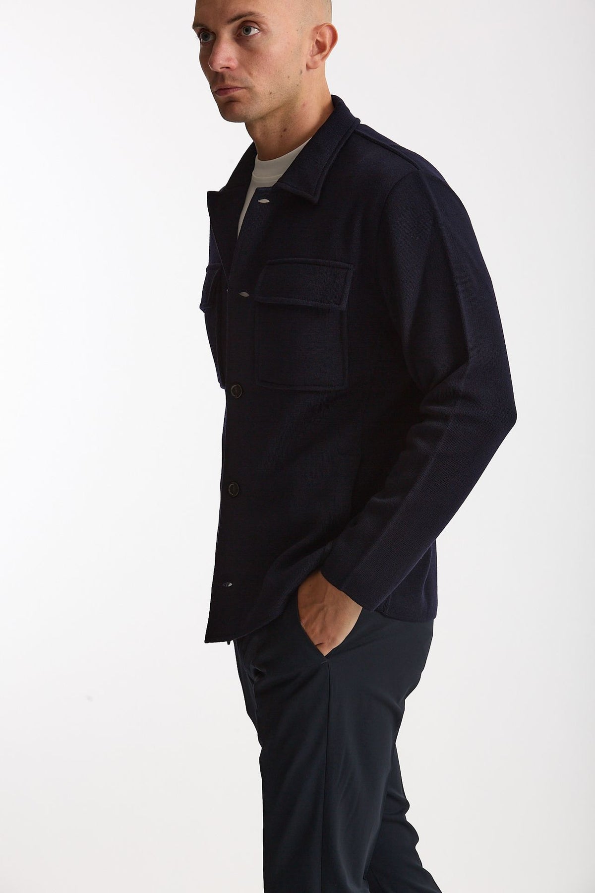 Overshirt in lana blu uomo Lardini - 2