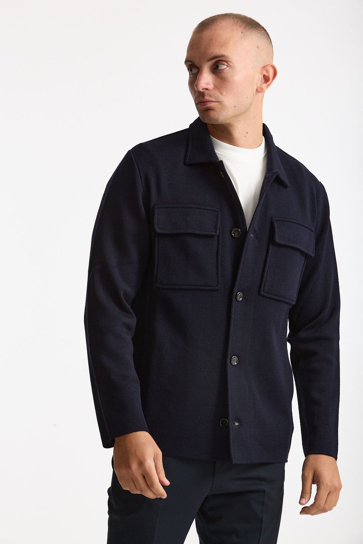 Overshirt in lana blu uomo Lardini - 4
