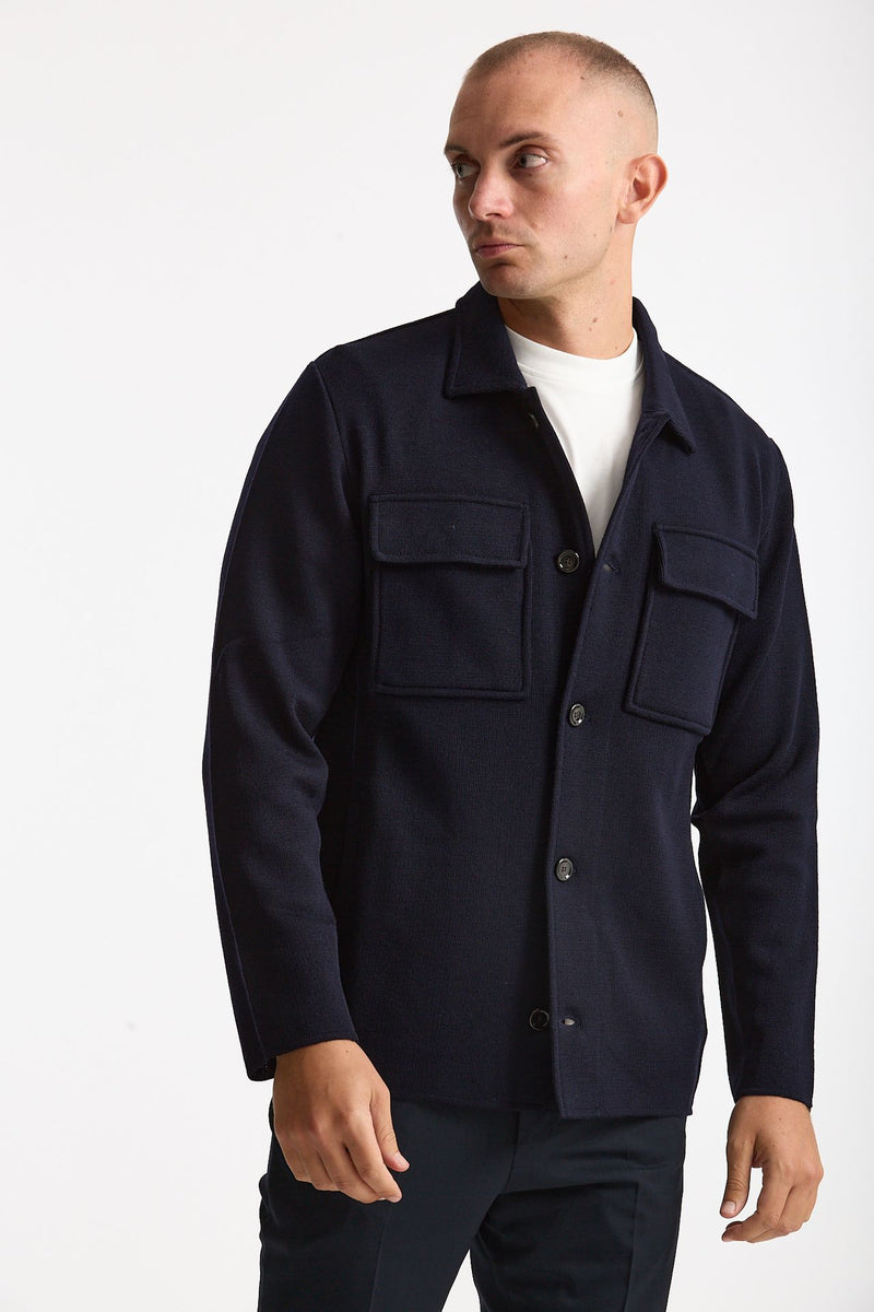 Overshirt in lana blu uomo Lardini - 4